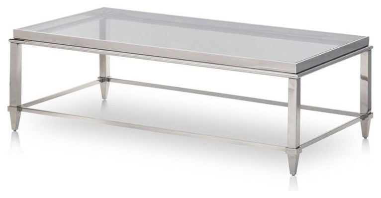 Modrest Agar Modern Glass and Stainless Steel Coffee Table