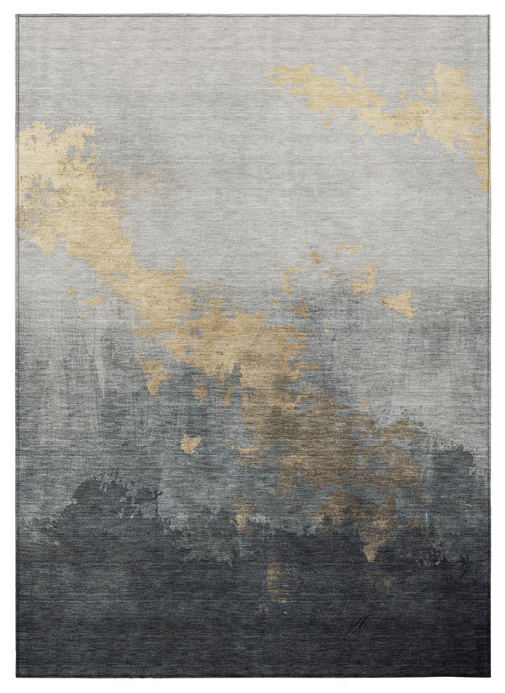 Machine Washable Indoor/Outdoor Chantille ACN1881 Gold 9' x 12' Rug