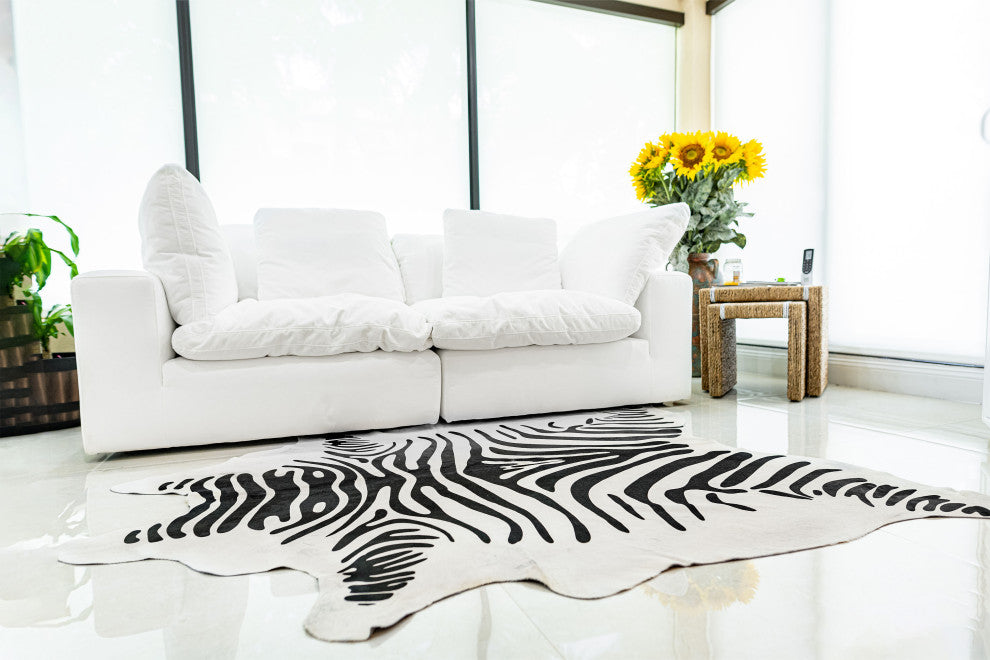 Luxury Cowhides Zebra Off White Cowhide Rug