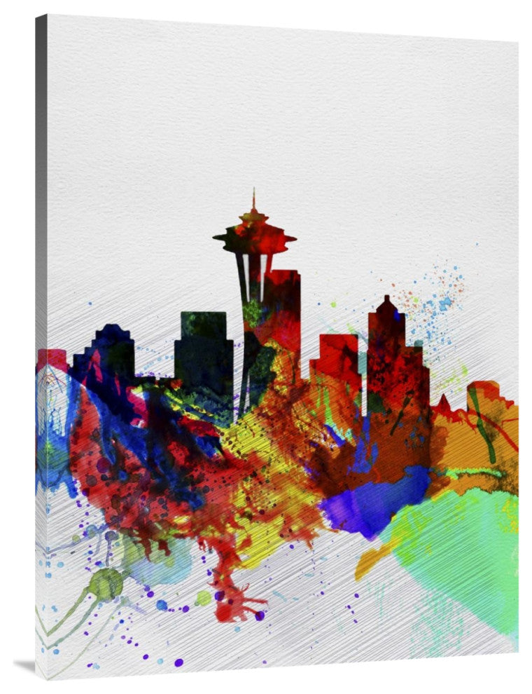 "Seattle Watercolor Skyline 2" Fine Art Print