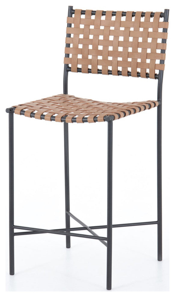 Garza Stool, Natural Leather, Counter