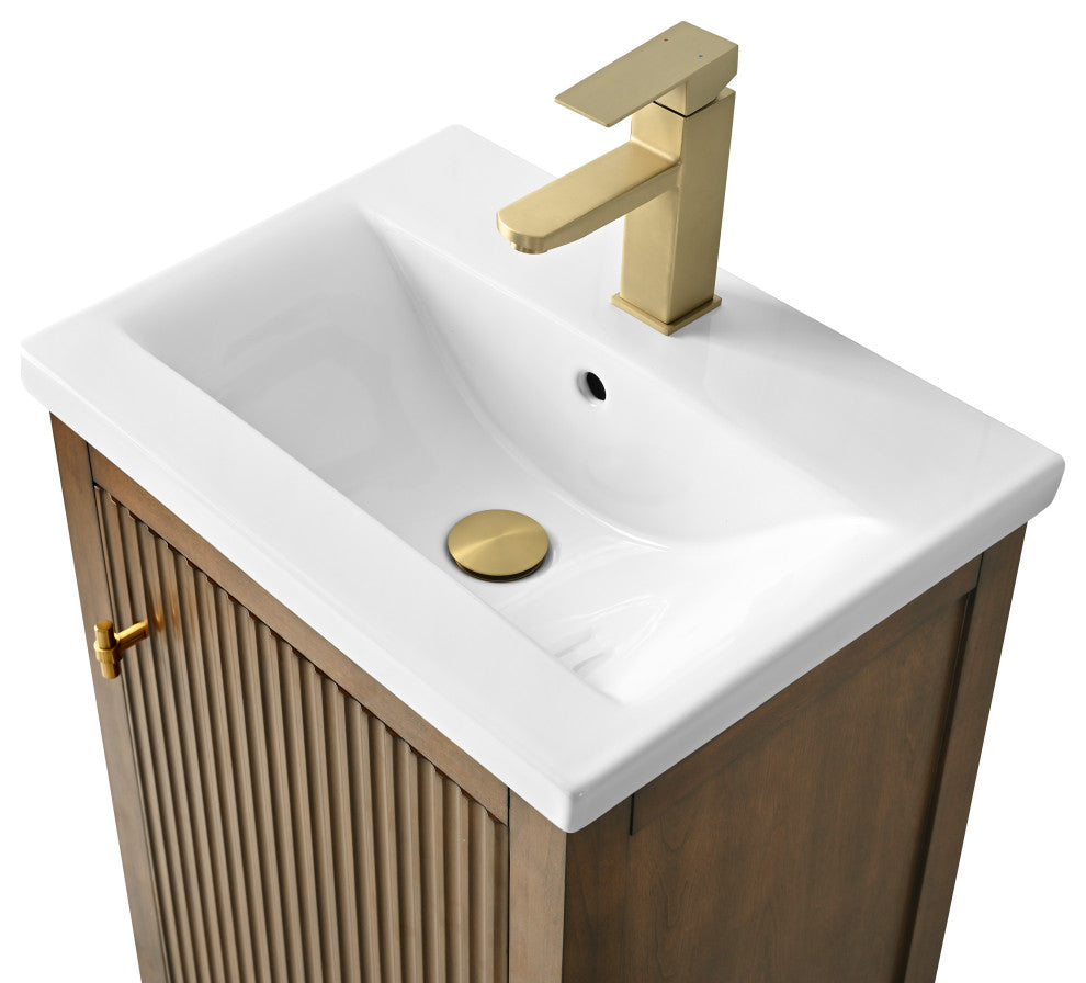 Vanity Art Freestanding Vanity, Walnut, 20", Single Sink, Golden Brushed