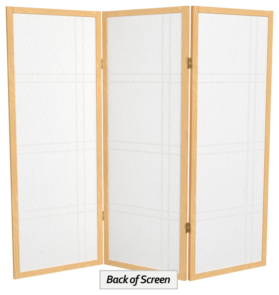 4' Tall Double Cross Shoji Screen, Natural, 3 Panels