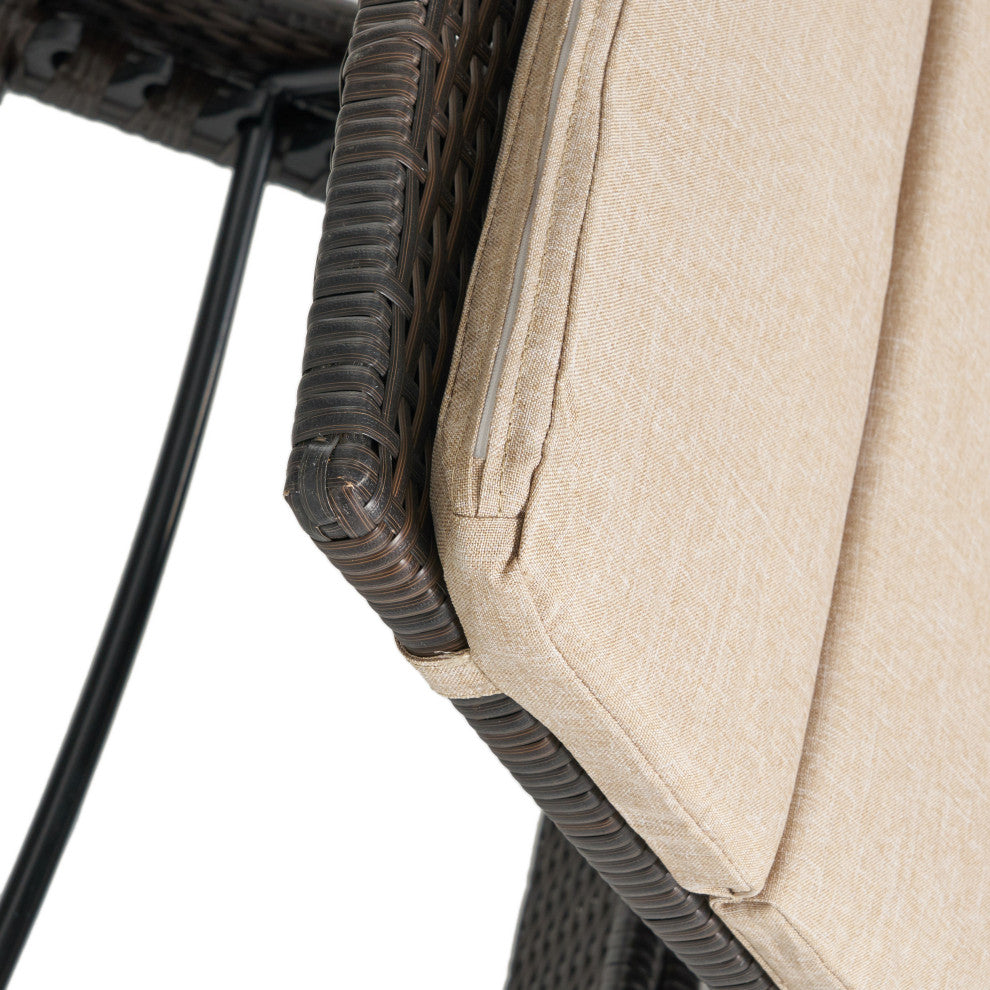 GDF Studio Olivia Outdoor Chaise Lounge Chair  With Off-White Cushion, Set of 2,