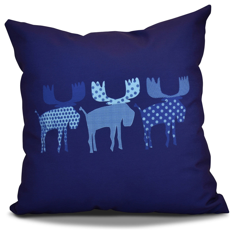 Merry Moose Pillow, Blue, 20"x20"