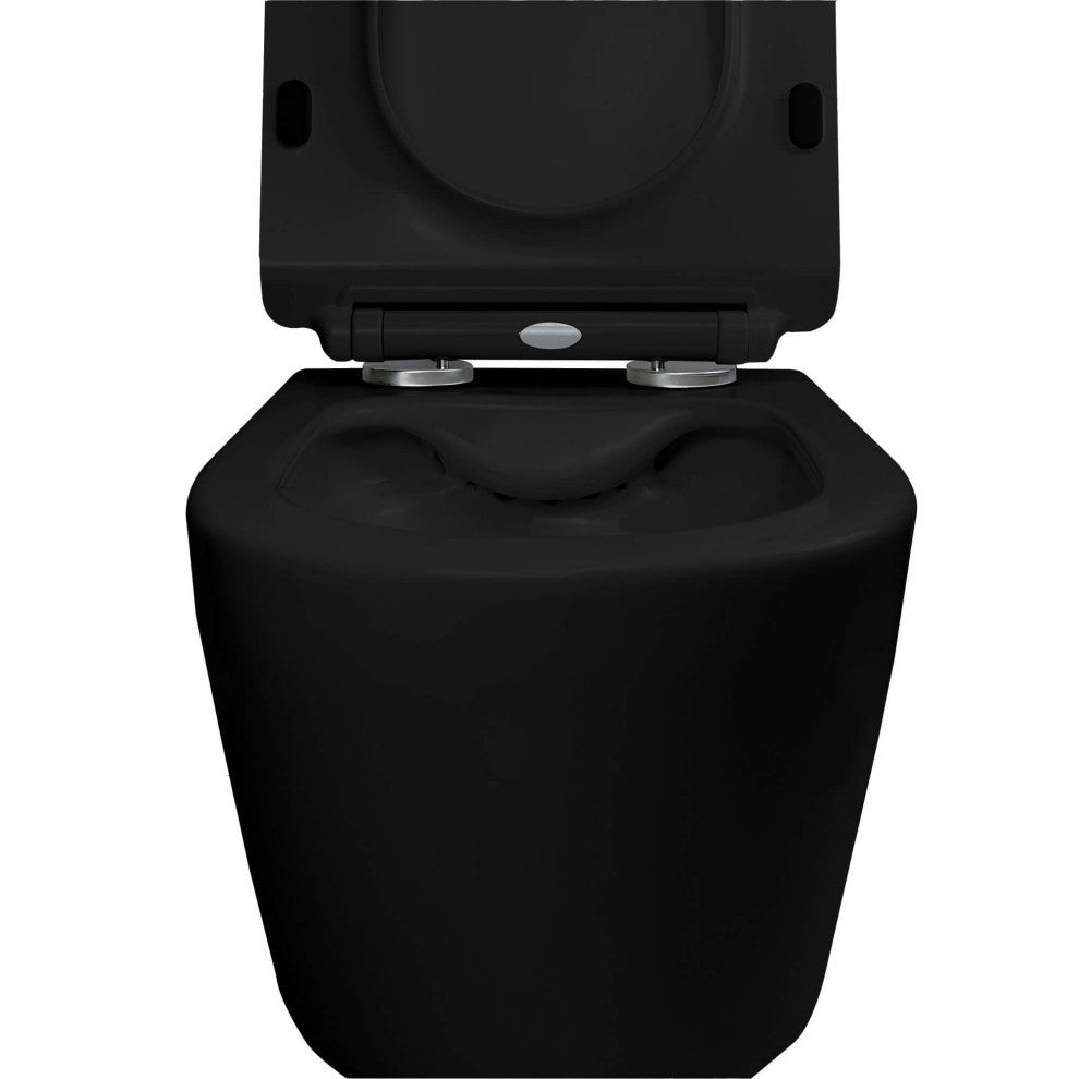 In-Wall Toilet Set, 2"x6" Carrier/Tank, Black, Black Round Metal Actuator
