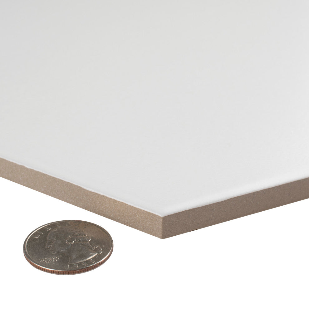 Textile Hex Porcelain Floor and Wall Tile, White