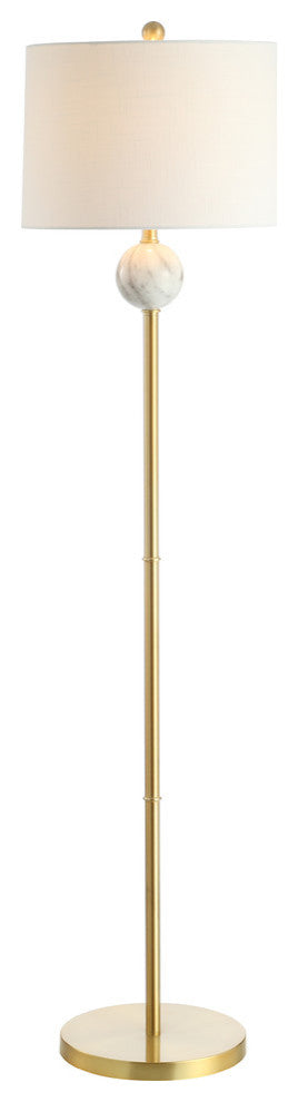 Vaughn 60" Modern Metal and Resin LED Floor Lamp, Brass Gold and White