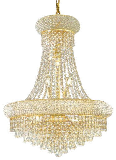 Elegant Primo Dining Room Light, Gold Finish With Royal Cut Crystal