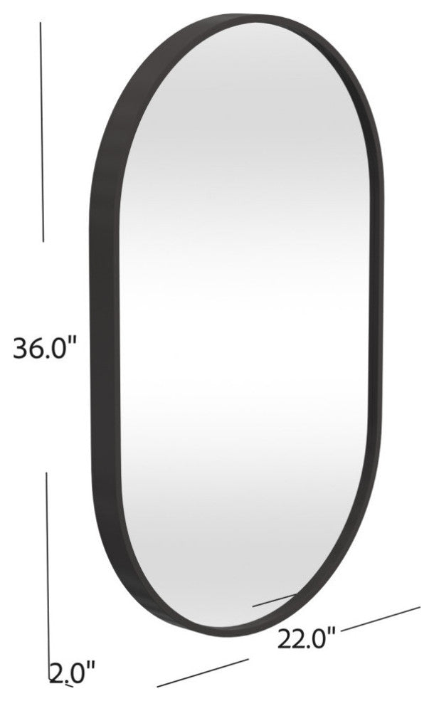 Oval Wall Mirror - Matte Black