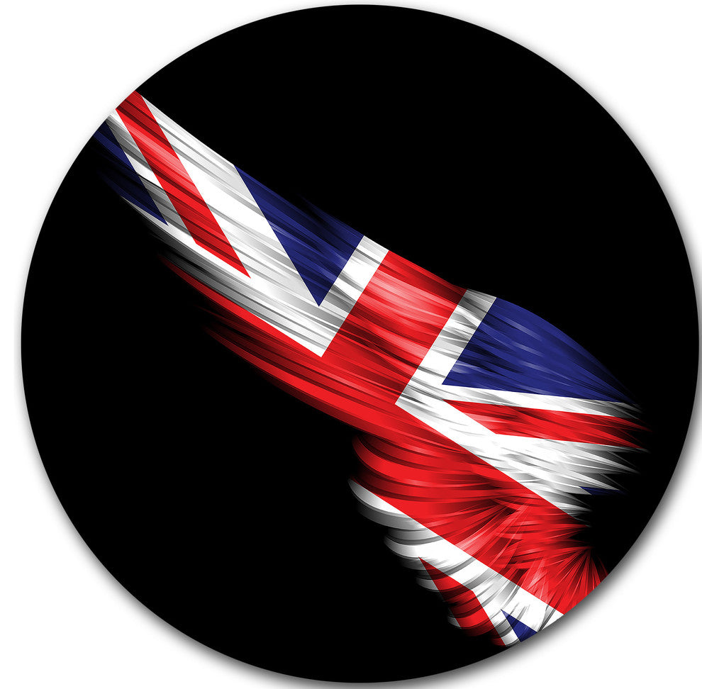 Wing With United Kingdom Flag, Digital Art Disc Metal Wall Art, 11"