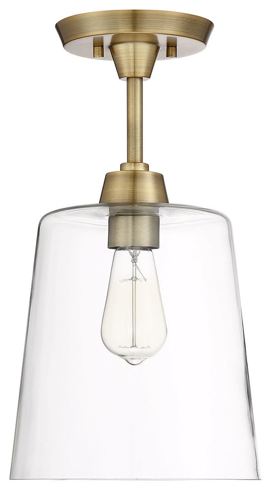 1-Light Semi-Flush Mount, Natural Brass