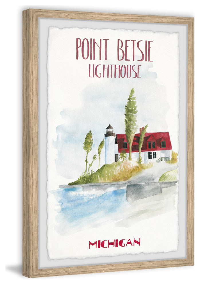 "Point Betsie Lighthouse II" Framed Painting Print, 12x18