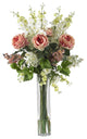 Rose, Delphinium and Lilac Silk Flower Arrangement, Pink