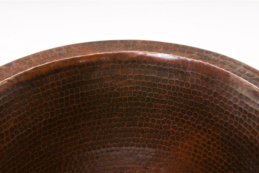BR16DB2 16'' Round 17 Gauge Hammered Copper Prep Sink