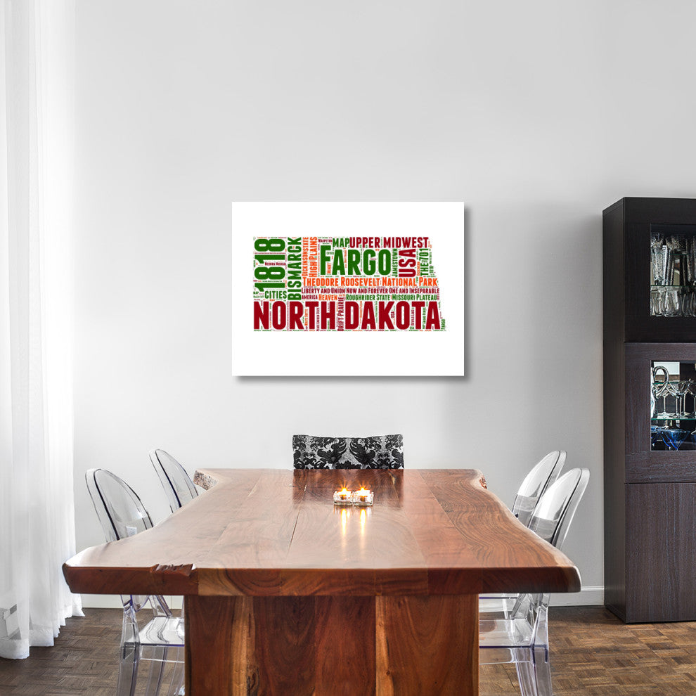 "North Dakota Word Cloud Map" Fine Art Print