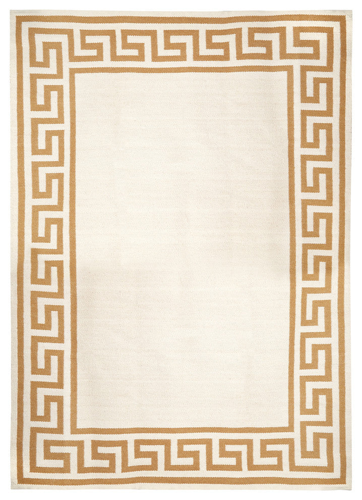 Greek Key Border Peruvian Flat Weave Rug