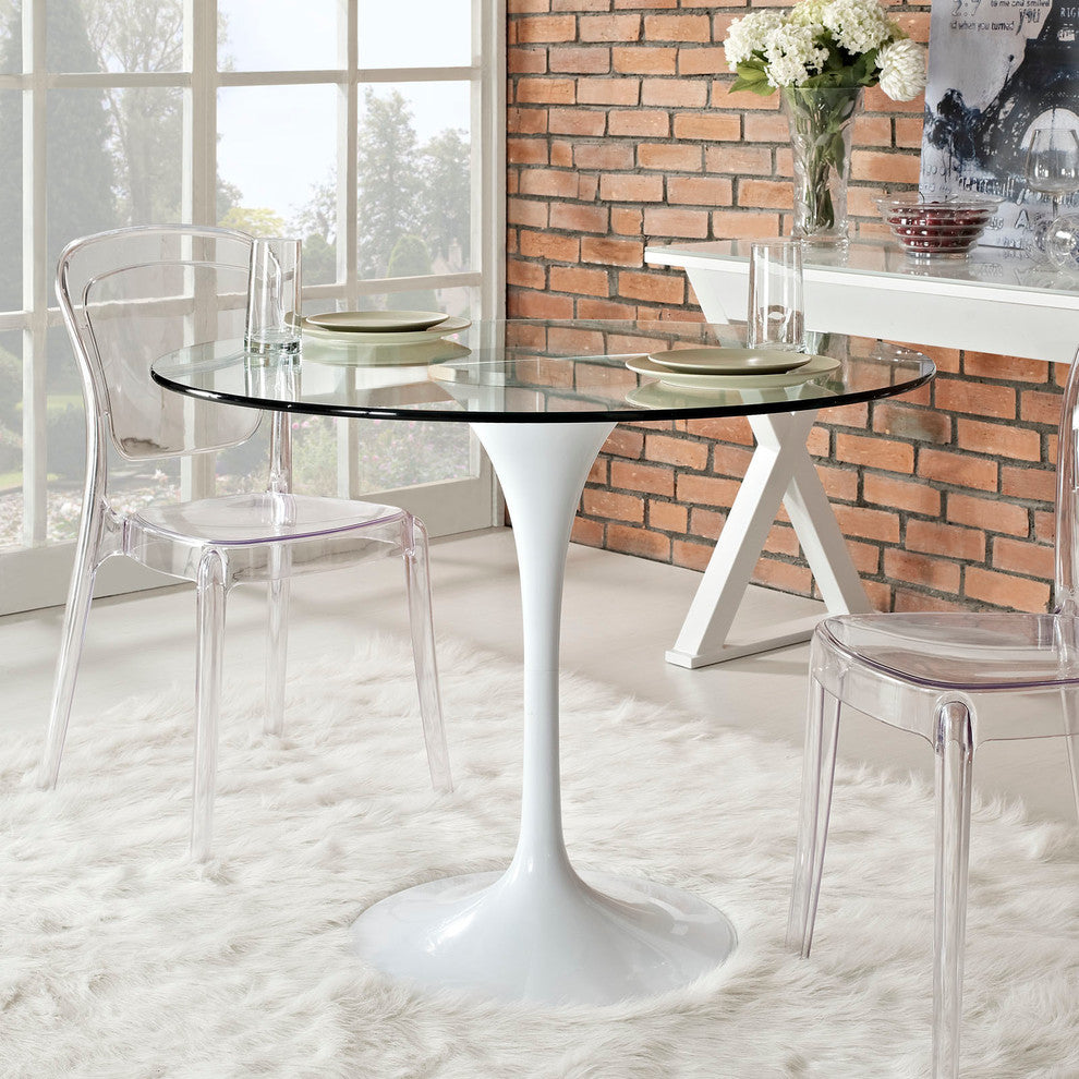 Modern Contemporary Kitchen 40" Glass Dining Table Clear