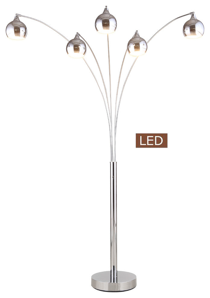 Amore LED Arched Floor Lamp With Dimmer, Chrome