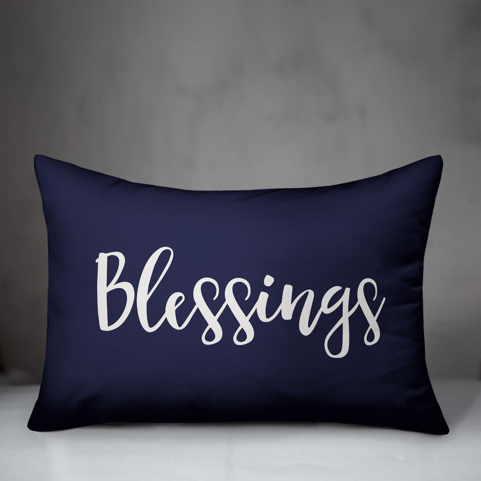 Blessings Lumbar Pillow, Navy, 14"x20"
