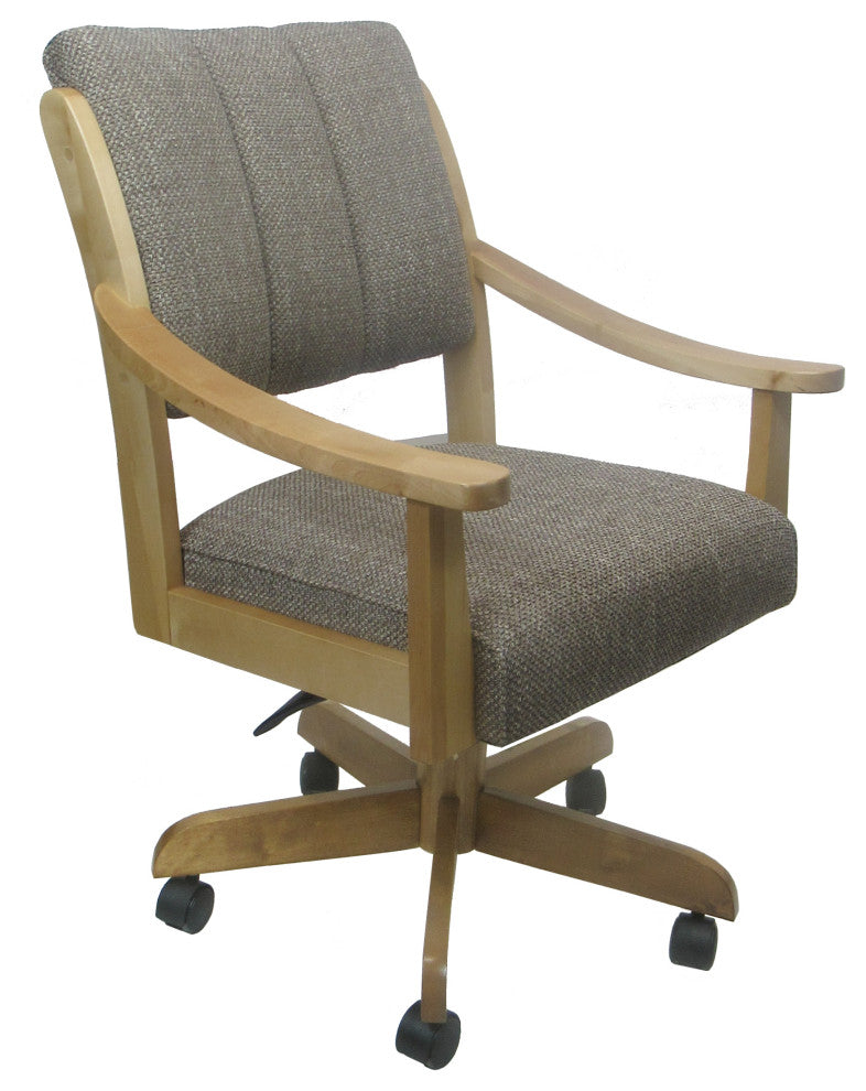 Swivel Wood Dining Caster Chair with Wheels - Casa, Plumley Cocoa on Natural