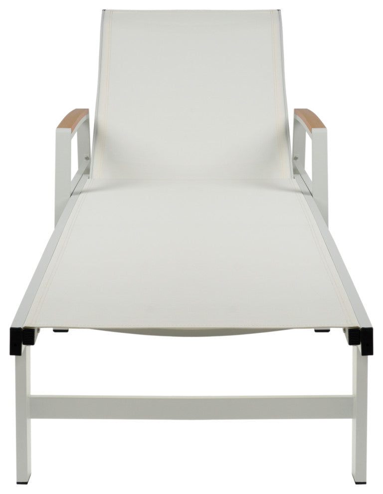 GDF Studio Outdoor Mesh and Aluminum Chaise Lounge, White, Single