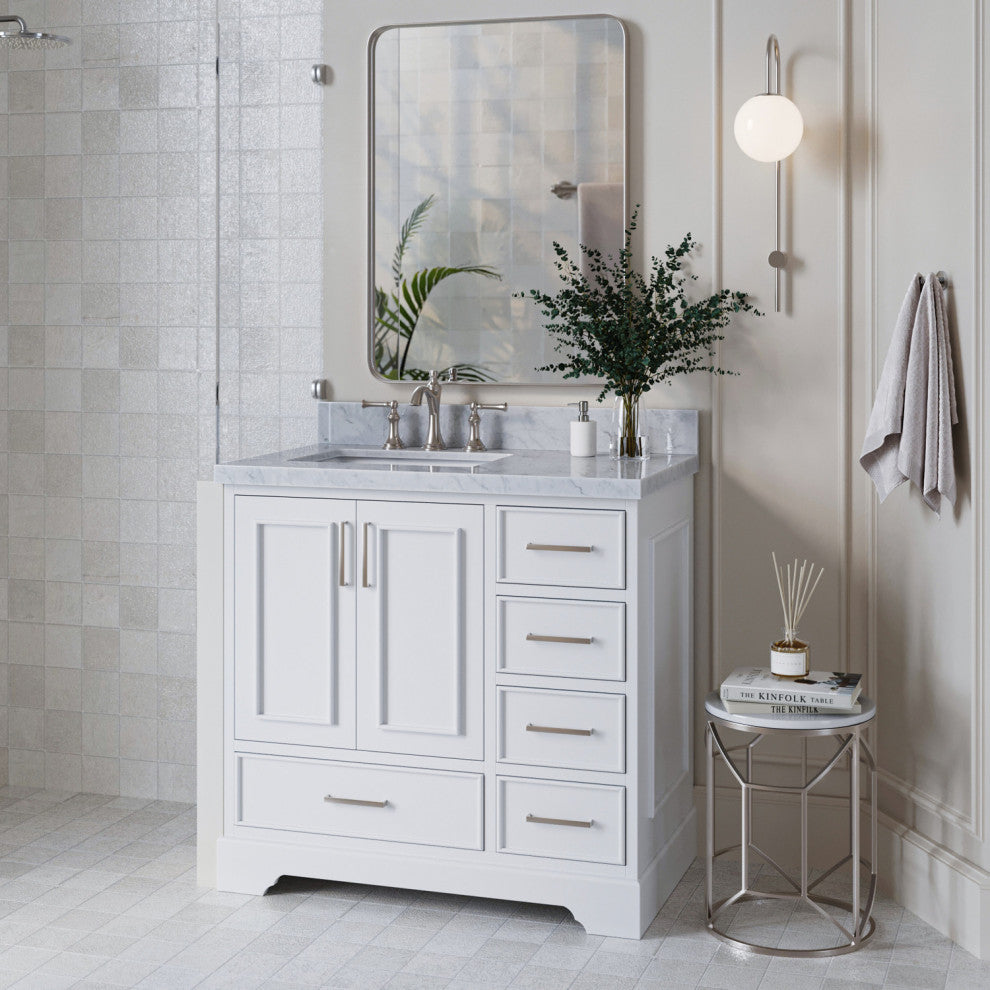 Ariel Stafford 37" Single Left Offset Rectangle Sink Bathroom Vanity