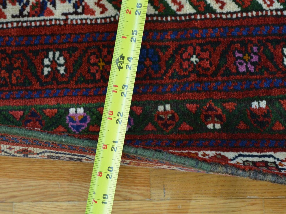 Consigned 3'2"x13'10" Persian Northwest Boteh Design Runner Handmade Rug