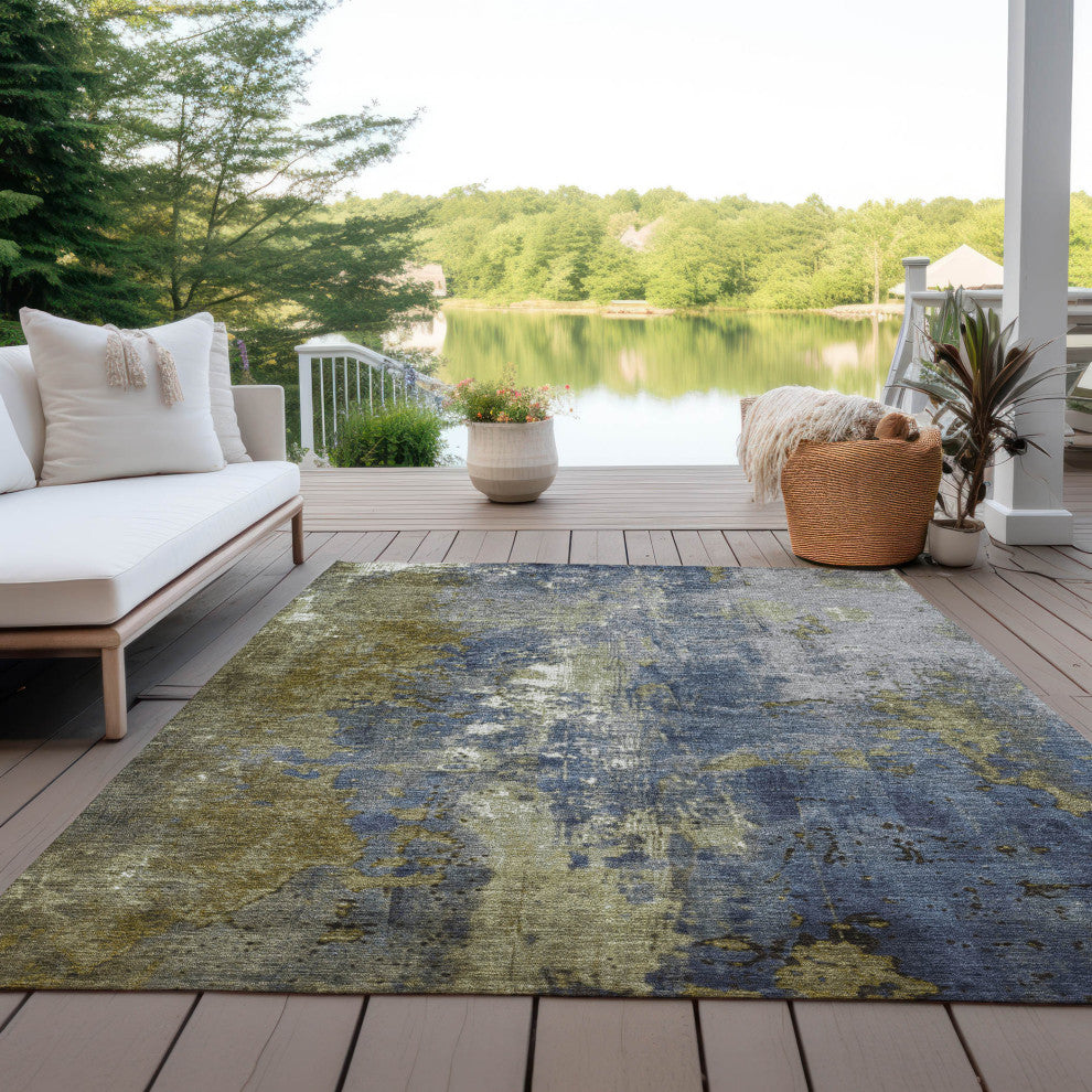 Machine Washable Indoor/Outdoor Chantille ACN1870 Khaki 5' x 7'6" Rug