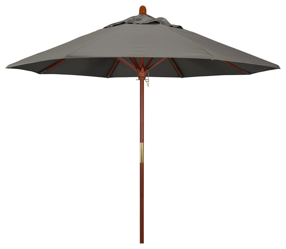 9' Square Push Lift Wood Umbrella, Taupe Pacifica