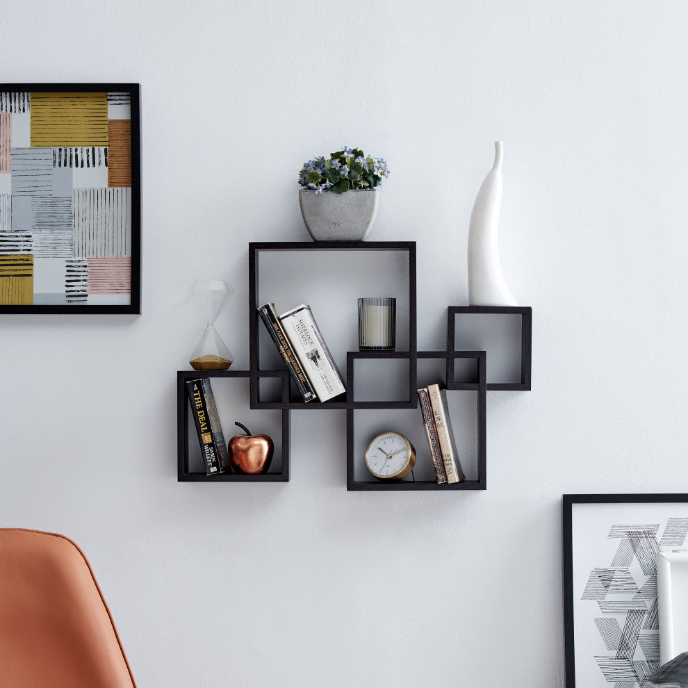Danya B Intersecting Cube Shelves, Black