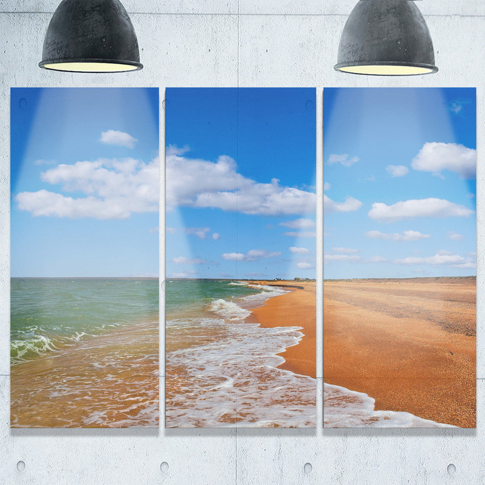 "Green Waters on Winter Day Beach" Metal Wall Art, 3 Panels, 36"x28"