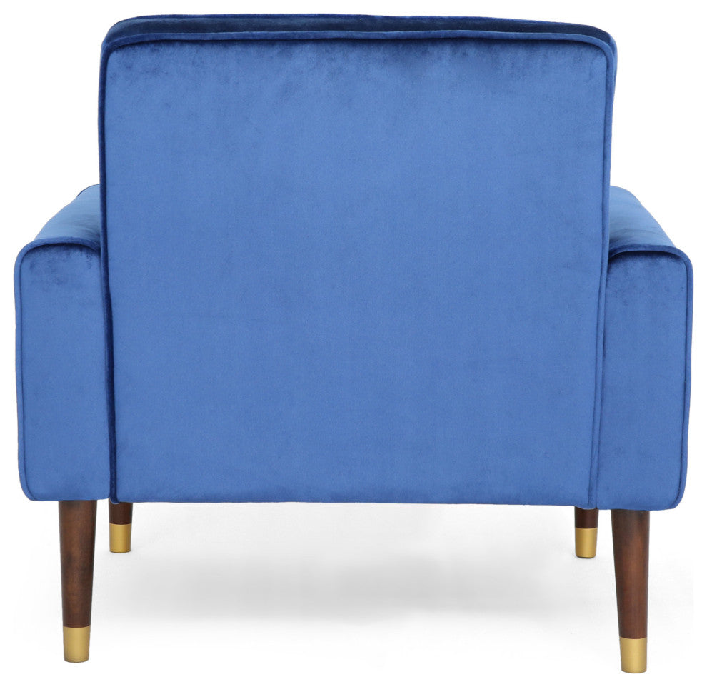 GDF Studio Betsy Modern Button-Tufted Waffle Stitching Velvet Armchair, Navy Blue
