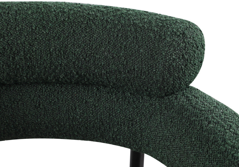 Blake Upholstered Dining Chair, Green, Boucle Fabric, Matte Black, Set of 2
