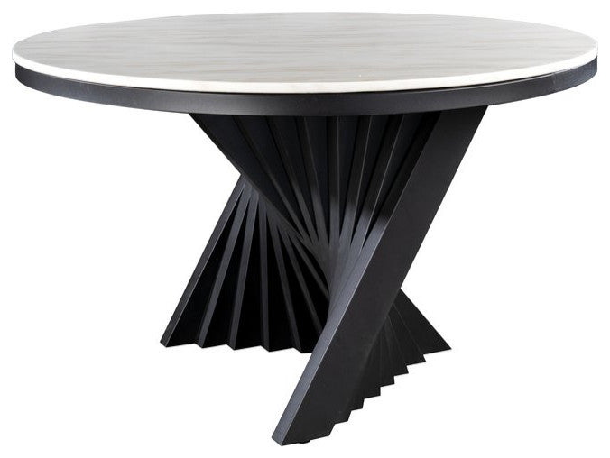 Waterfall Marble Top Round Dining Table, Black