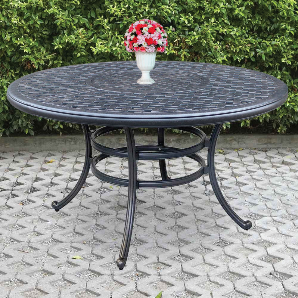 Carlsbad 52" Cast Aluminum Round Dining Table, Dark Lava Bronze