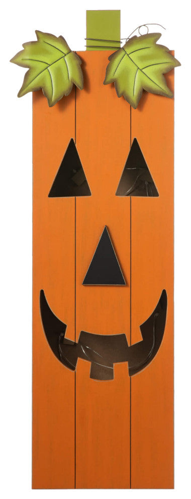 30" Height Lighted Halloween Wooden Pumpkin Porch Decor