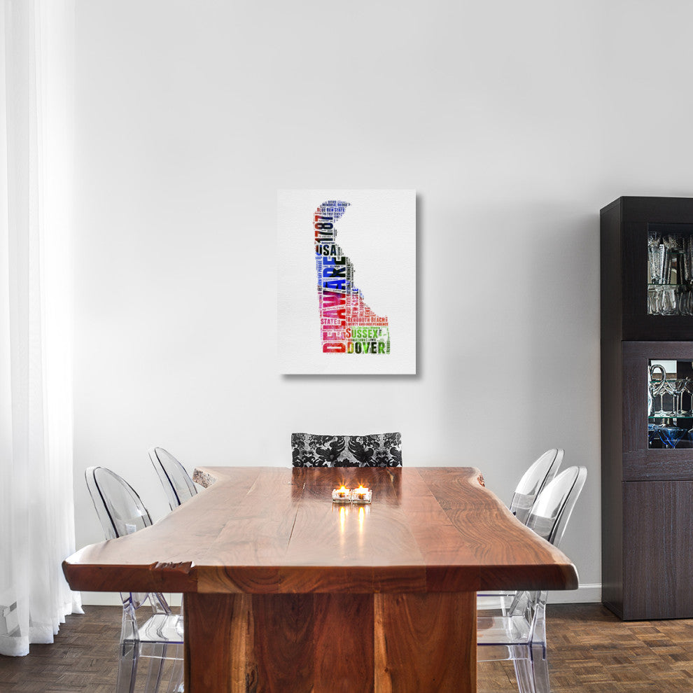 "Delaware Watercolor Word Cloud" Fine Art Print
