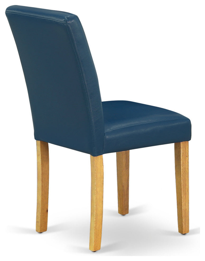 5Pc Square 36" Table And Four Parson Chair, Oak Leg And Pu Leather Color Oasis