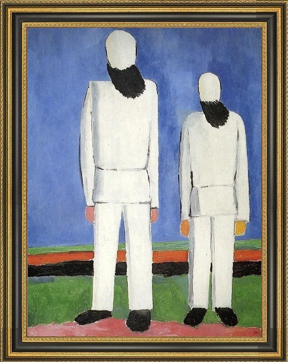 Kazimir Malevich Two Male Figures - 18" x 24" Framed Premium Canvas Print