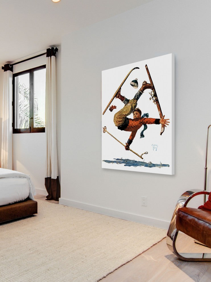 "Wipeout on Skis" Painting Print on Canvas by Eugene Iverd