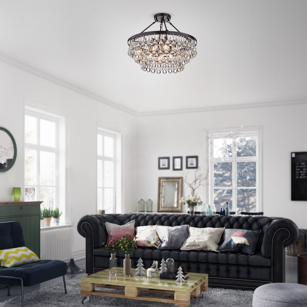 Arosa 9-Light Black Semi Flush Mount