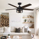 52 in. Reversible Blades Matte Black Ceiling Fan with Remote Control