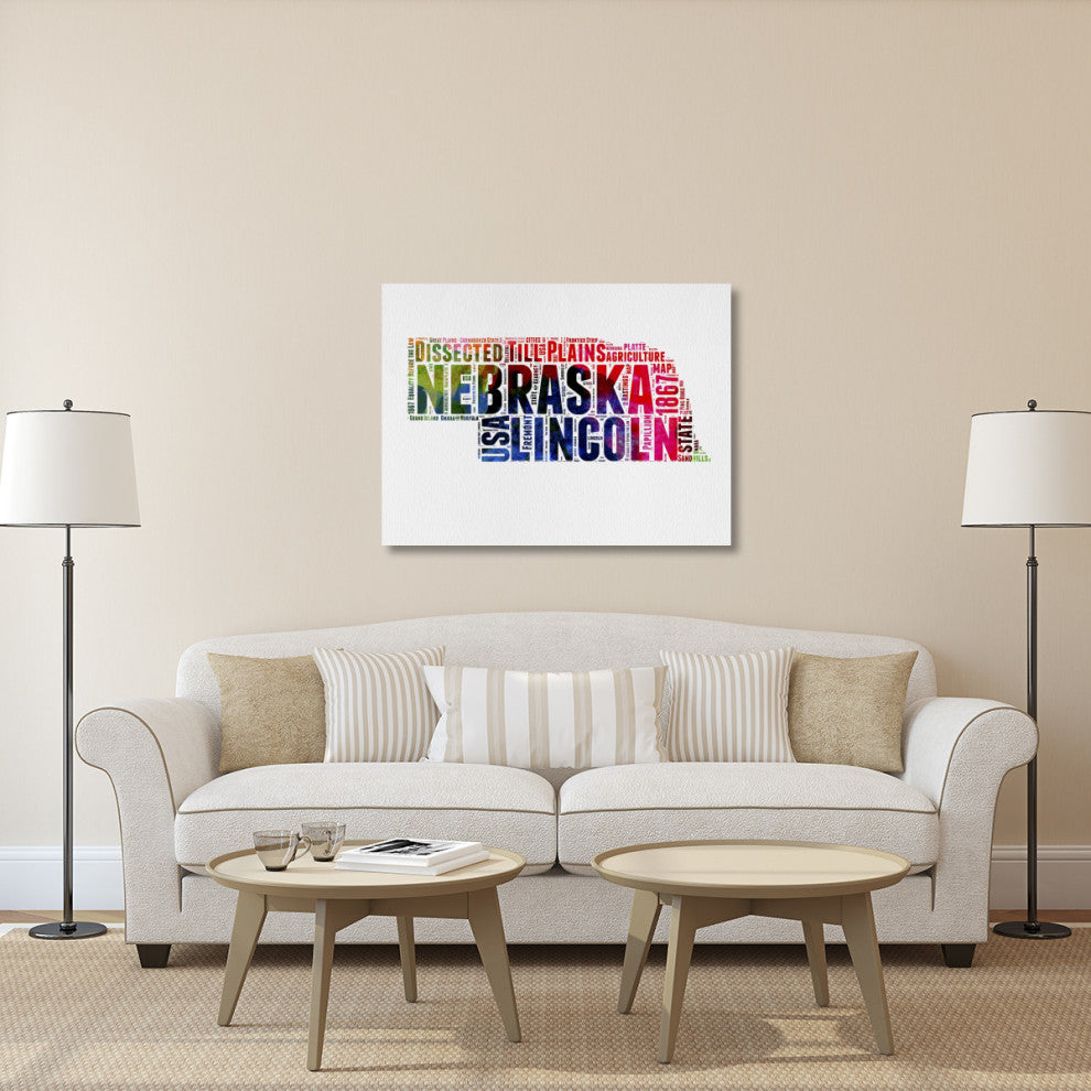 "Nebraska Watercolor Word Cloud" Fine Art Print