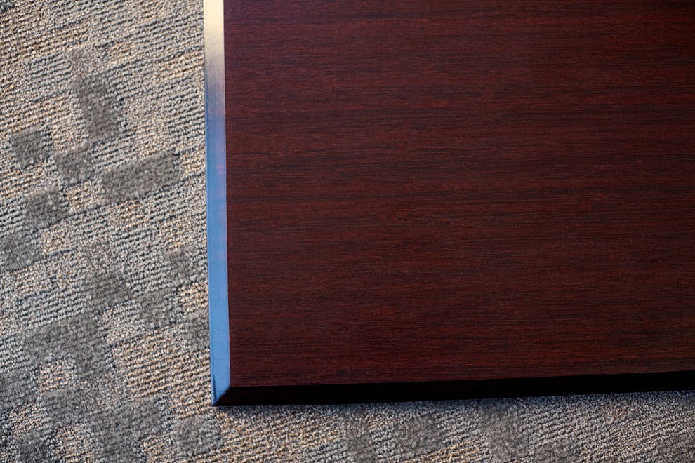 Rustin Bamboo Tri-Fold Chair Mat, Dark Cherry, No Lip, 42"x48"