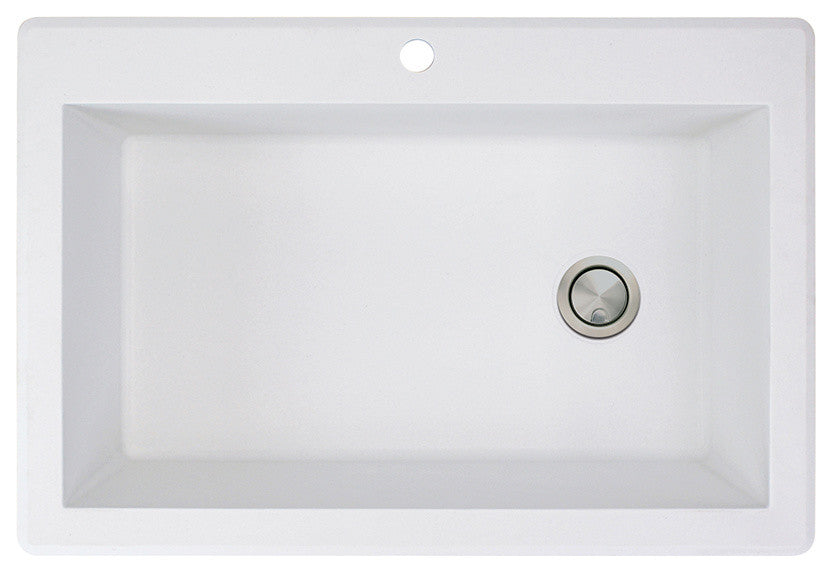 Radius 33" silQ Granite Single Bowl Kitchen Sink with 1 Hole in White