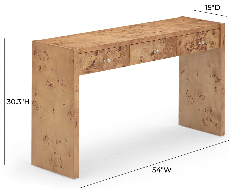 Brandyss Burl Console Table, Honey Burl