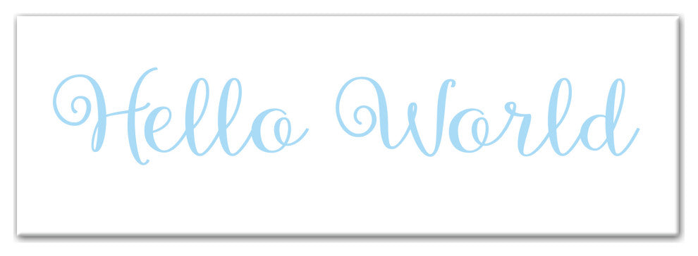Hello World 12"x36" Canvas Wall Art, Blue