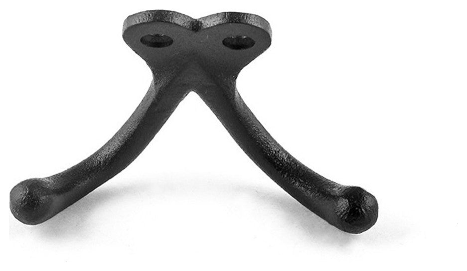 Double Wall Hook Black Cast Iron Hat and Coat Hook