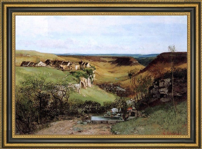Gustave Courbet The Chateau d'Ornans Framed Premium Canvas Print, 16"x24"